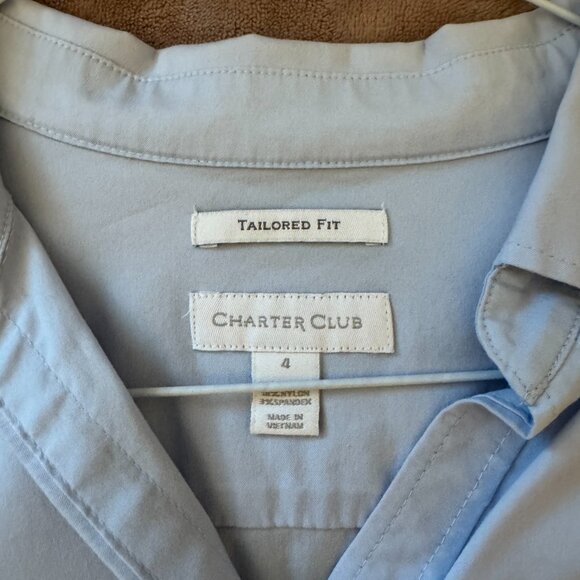 Charter Club Tailored Fit Light Blue Button Down Shirt - Picture 2 of 3